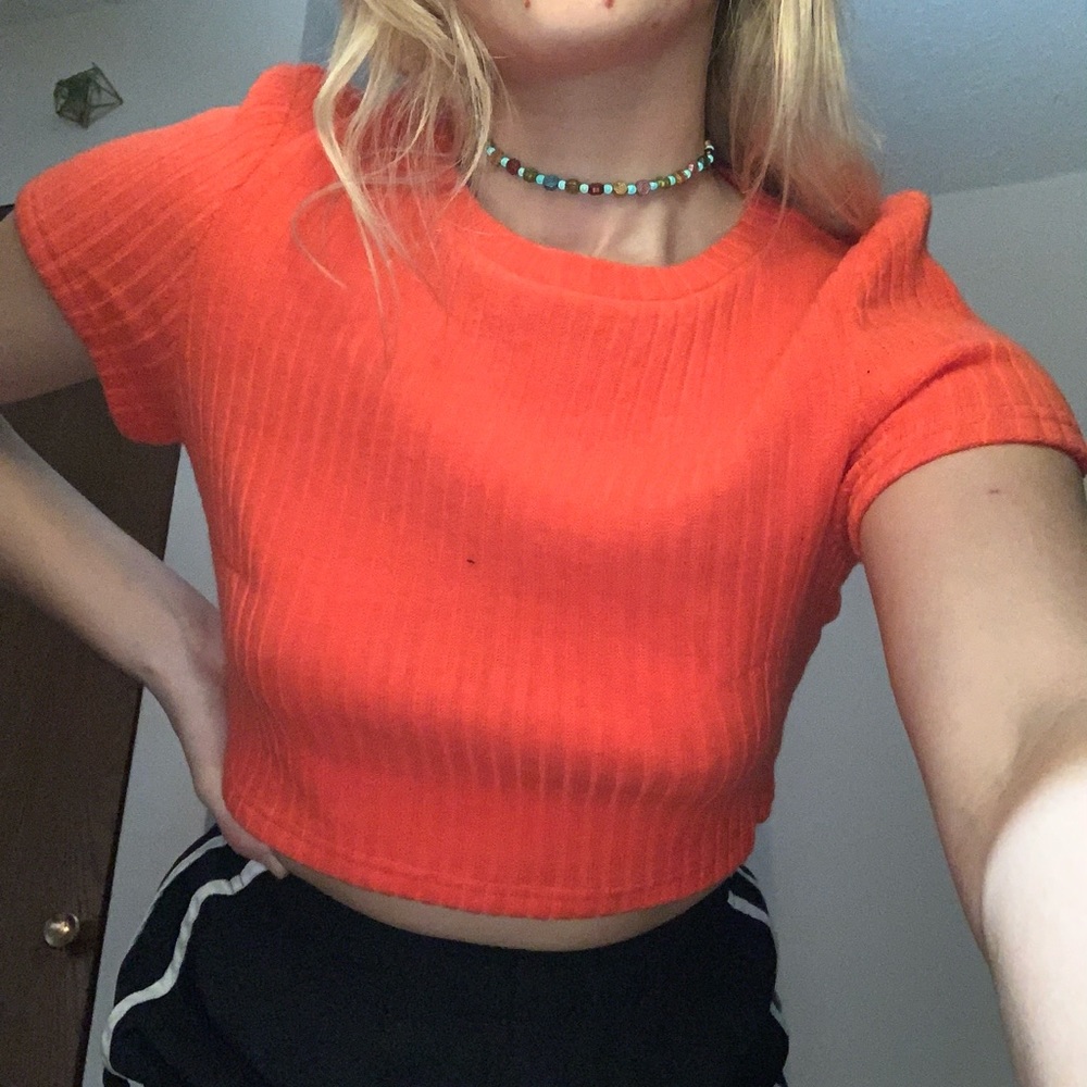 Neon orange crop top